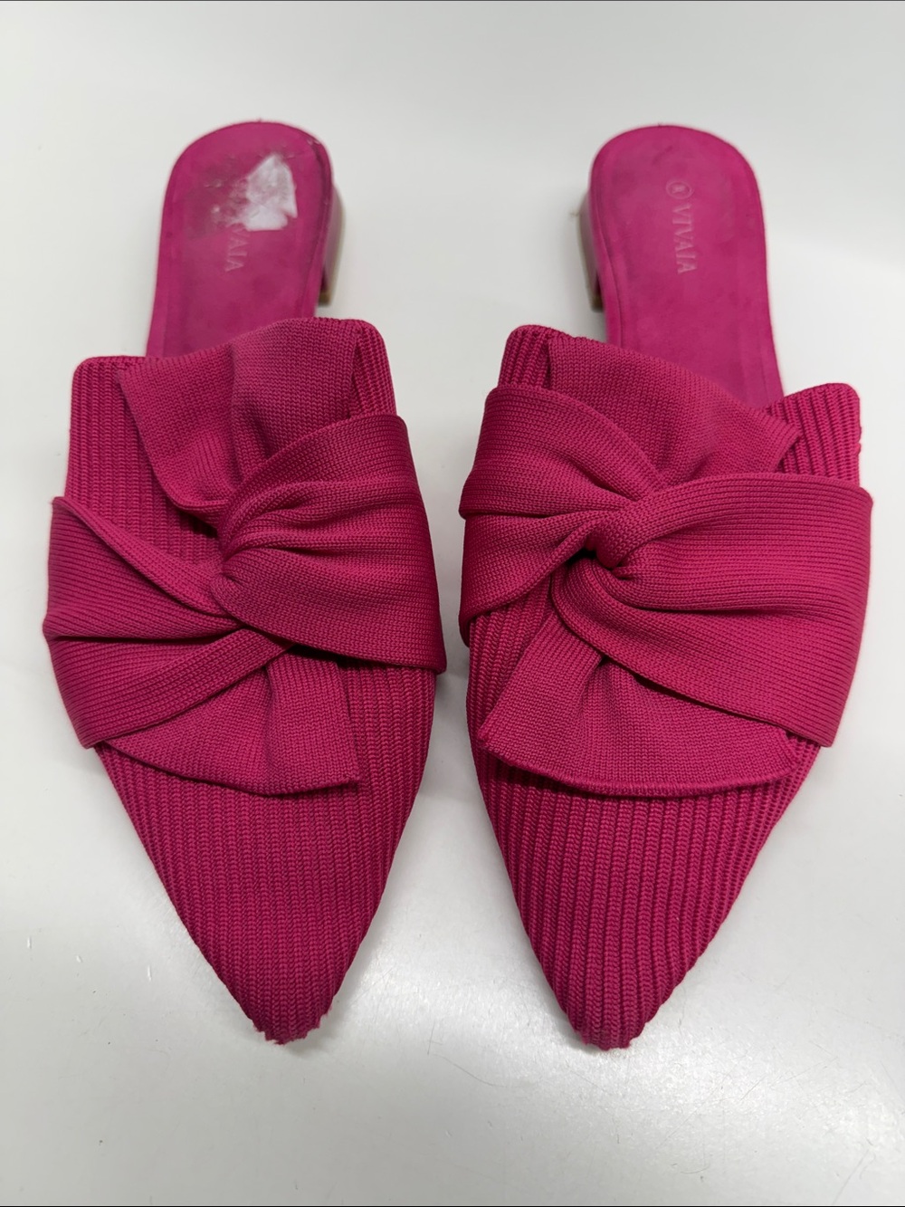 Vivaia Yaffa Pro Pointed Toe Knot Sandals Mules Slip On Kitten Heels Pink 10.5 - Picture 3 of 9